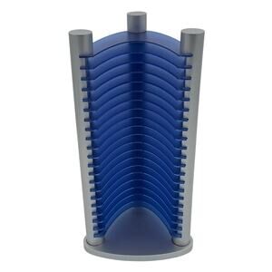 Vintage Y2K Atlantic Blue Silver CD Tower Rack Holder Case Storage Holds 20